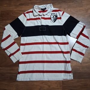 Polo by Ralph Lauren Kids Striped Shirt - Red, Black, and White Size L14/16